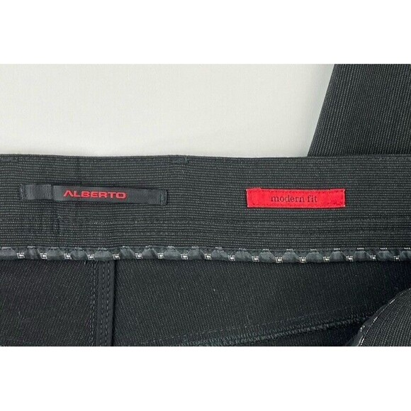 Alberto Ceramica Pants Mens Stone Modern Fit Black Pinstripe Stretch Sz 34x27.5 - Picture 7 of 9